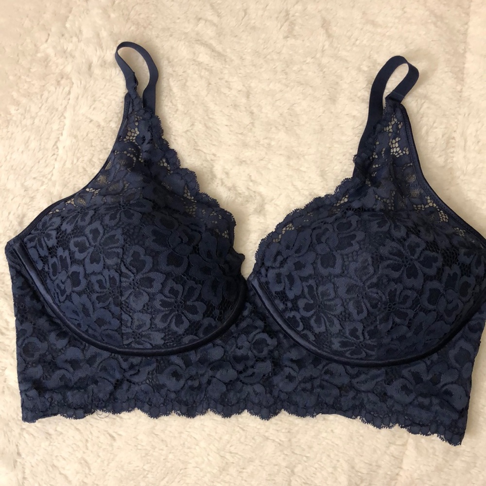 Navy Blue Lightly Lined Lace Bralette by Maidenform